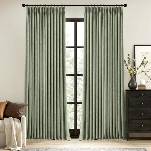 Miniatura 17 de MIULEE - Cortinas de lino beige con pliegues a presión 100% opacas para dormitorio, cortinas de ventana con memoria y bloqueo de luz para oscurecer