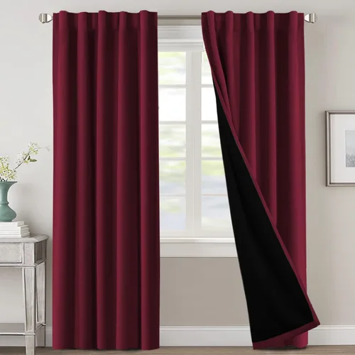 Miniatura 67 de H.VERSAILTEX Cortinas 100% opacas para dormitorio con forro negro, cortinas de oscurecimiento de habitación completa, con aislamiento térmico