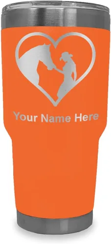 Miniatura 14 de LaserGram Vaso aislado al vacío de 20 onzas, corazón de vaquera de caballo, grabado personalizado incluido (negro)