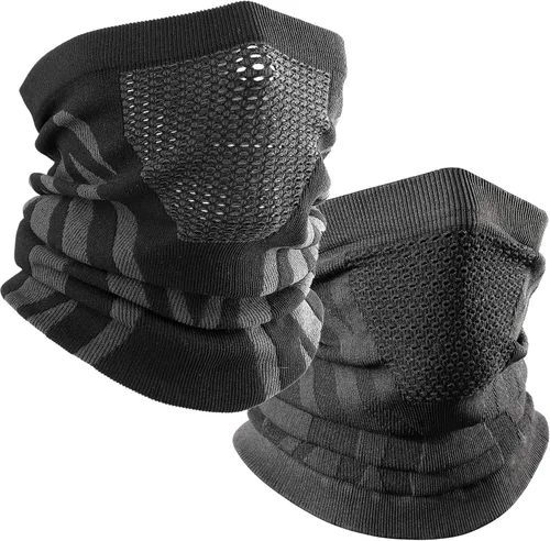 Miniatura 12 de WTACTFUL Calentador de Cuello de Invierno Polaina a Prueba de Viento Máscara Facial Pasamontañas Bandana para Esquí Snowboard Todo negro