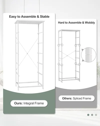 Miniatura 4 de Crestlive Products Cómoda Alta para Dormitorio Torre de Almacenamiento Vertical - Marco de Acero Resistente, Superficie de Madera, Contenedores