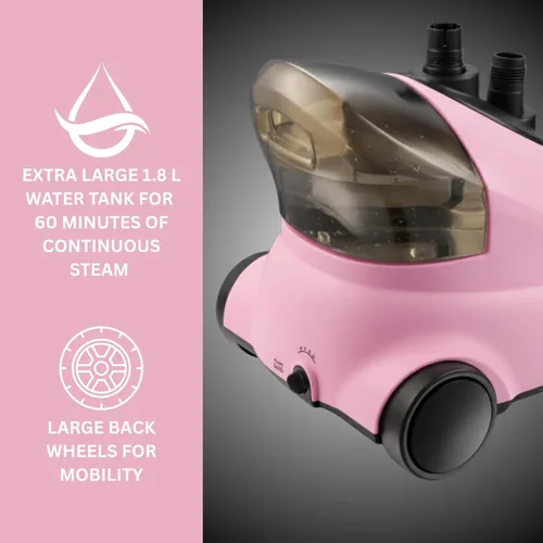 Miniatura 6 de SALAV GS18-DJ - Vaporizador de ropa de pie con ruedas giratorias para un fácil movimiento, tanque de agua de 1.8L para 1 hora de vapor continuo