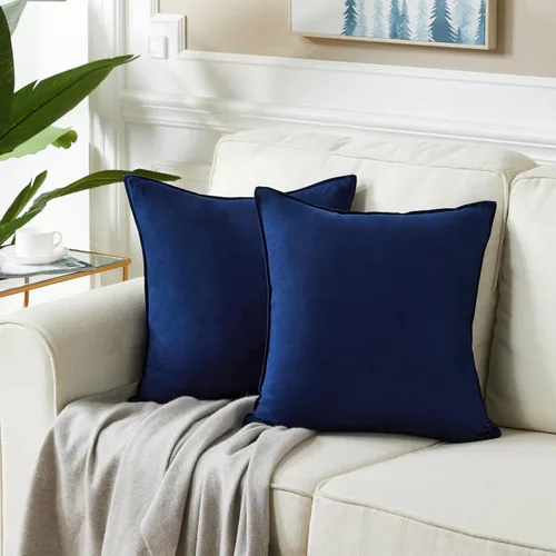 Miniatura 32 de Fancy Homi - Paquete de 2 fundas de almohada decorativas azul real de 14x14 pulgadas para sala de estar, sofá cama, sofá, decoración moderna bohemia