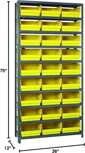 Miniatura 503 de Quantum QSBU-245BK Heavy Duty Shelving Unit with (7) Shelves and (24) QUS245 Black Bins for Garage Warehouse Storage Distribution 400 lb Load