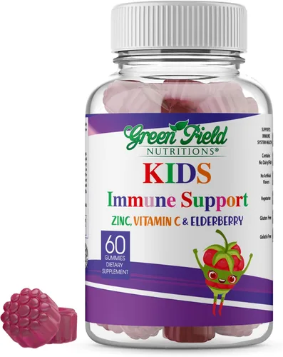 Greenfield Nutritions - Gomitas halal de apoyo inmunológico de saúco para niños, apoya tu sistema inmunológico de forma natural con vitaminas halal