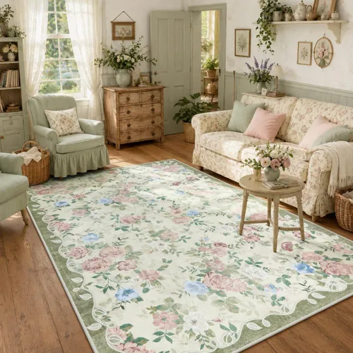Miniatura 28 de Lahome Alfombra Floral Lavable de 3 x 5 Pies, Alfombras Pequeñas para Dormitorio, Suave Antideslizante, Alfombras para Entrada, Alfombra de Pila