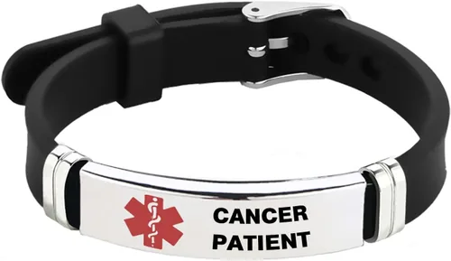 Miniatura 26 de TGLS Pulsera de identificación de alerta médica roja para mujeres y hombres de emergencia de primeros auxilios de alerta sanitaria grabada con láser