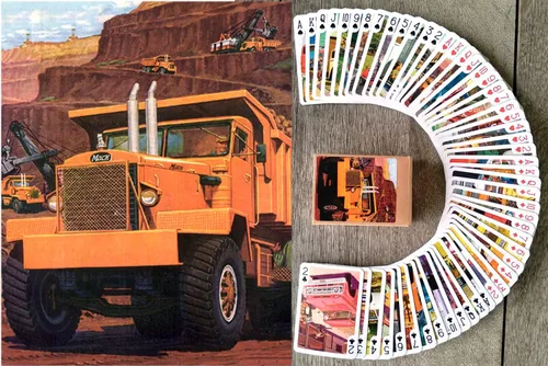Carteles de juego de camiones pesados (baraja de póquer 54 cartas, todas diferentes) Carteles automotrices retro vintage camiones maquinaria