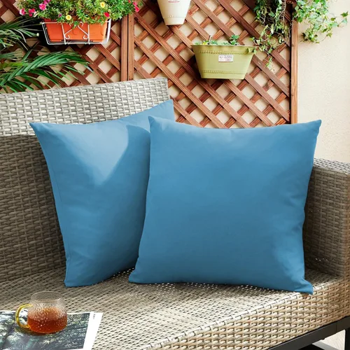 Miniatura 9 de puredown® Juego de 2 almohadas decorativas impermeables para exteriores, relleno de plumas y plumón, para sofá, banco de jardín, 12 x 20 pulgadas