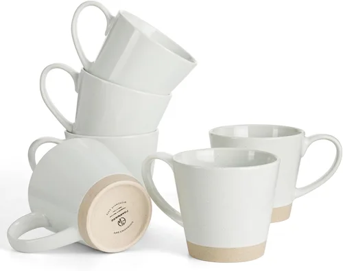 Miniatura 18 de famiware Nebula - Taza de café de 4 piezas, tazas de catering de 14 onzas con asa para café, té, cacao, leche, gris claro Nebulosa gris claro