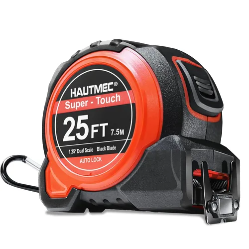 HAUTMEC HT0283 - Cinta métrica de hoja ancha de 1.25 pulgadas de ancho de 25 pies para contratista de construcción, carpintero, cinta métrica