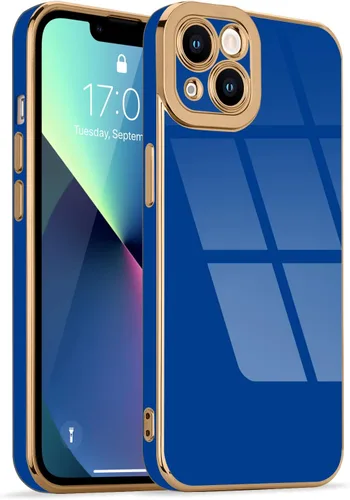 Miniatura 129 de Lafunda Diseñada para iPhone 13 Pro, fundas lujosas con chapado lindo para mujeres y niñas, elegante borde dorado, a prueba de golpes, TPU con funda