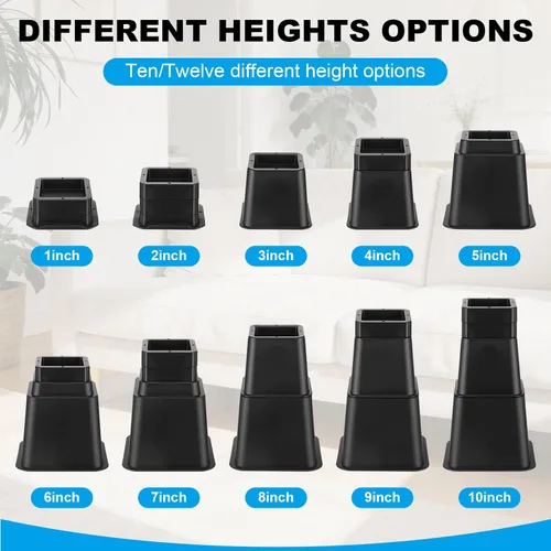 Miniatura 3 de Relaxweex 20 elevadores de cama resistentes de altura de 1 a 10 pulgadas, elevadores de muebles ajustables para silla, mesa, escritorio, patas
