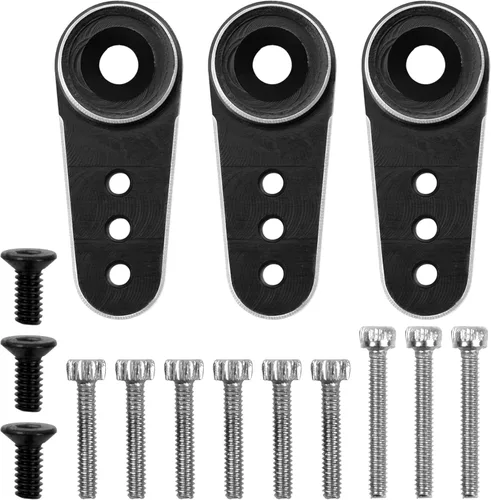 Miniatura 2 de Paquete de 3 bocinas servo de aluminio 15T para servo a control remoto compatibles con Emax ES08MA Servo Fit para Axial SCX24 1/24 RC Crawler (negro)