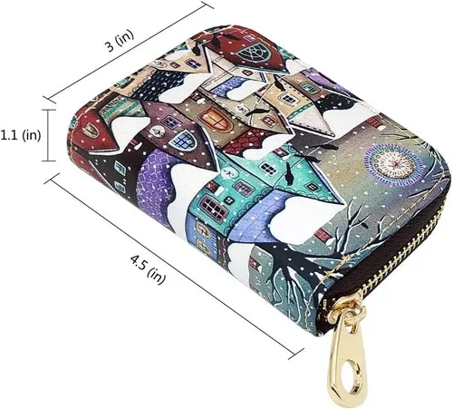 Miniatura 2 de Funda de cuero con cremallera para tarjetas de crédito RFID para mujeres y niñas