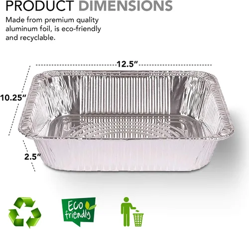 Miniatura 2 de Stock Your Home Sartenes de aluminio de 9 x 13 (paquete de 20) – Bandeja de papel de aluminio desechable y reciclable – Sartenes profundas de mesa