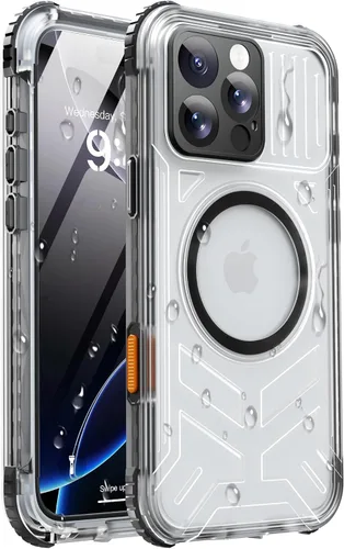 Miniatura 31 de Funda impermeable para iPhone 15 con Magsafe, protector de pantalla, cordón, IP68 militar de cuerpo completo a prueba de golpes, para deportes