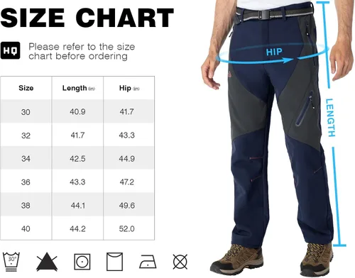 Miniatura 7 de TBMPOY Pantalones de senderismo para hombre, impermeables, con forro polar, para nieve, esquí, con aislamiento y bolsillos con cremallera