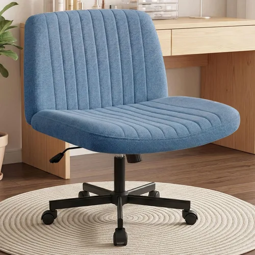 Miniatura 29 de Orange Factory Silla Criss Cross con Ruedas Silla de Escritorio de Tocador Ancha y Cómoda Base Dual de Cuero sin Brazos Ajustable Giratoria