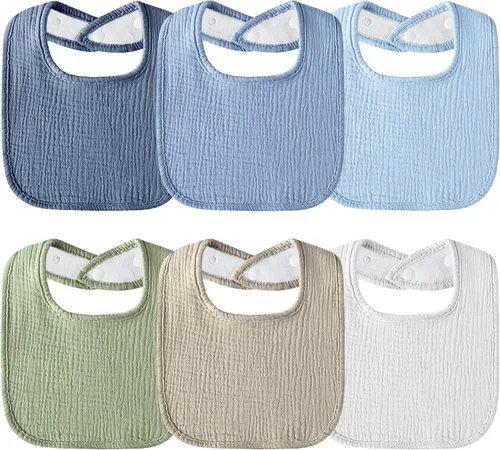 Miniatura 9 de Muslin Baby Bibs 6-Pack Baby Drool Bandana Bibs for Baby Girls Boys Infant Newborn Toddler Drooling and Teething