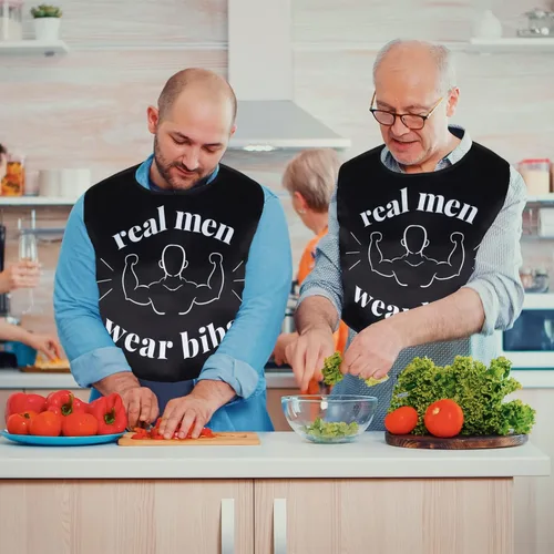 Miniatura 6 de Divertidos baberos para adultos para comer hombres, mujeres, ancianos, protectores de ropa, lavables, babero para adultos mayores