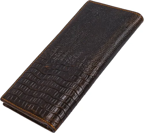 Miniatura 3 de Itslife Billetera larga con diseño de RFID vintage para hombre Aligater Brown Vintage