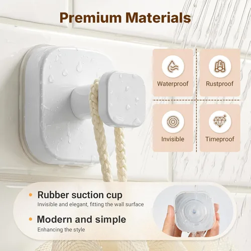 Miniatura 6 de 3 ganchos de ventosa para ducha, ganchos de ventosa para ducha, ganchos de puerta para colgar bata, lufa, ganchos de pared extraíbles para ventana