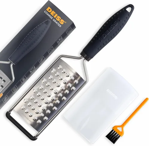 Deiss PRO - Rallador grueso y rallador de queso de mano, cuchillas afiladas de acero inoxidable, mango antideslizante, rallador de queso pequeño
