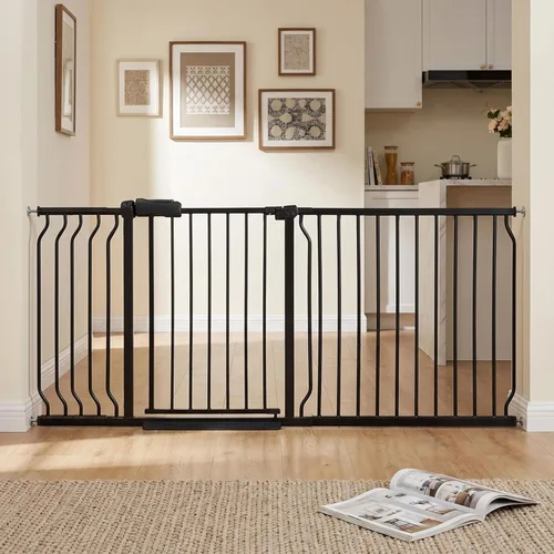 Miniatura 26 de Puerta de bebé para escaleras y puertas, puertas para perros de 29 a 34 pulgadas para la casa, puerta para mascotas de interior montada a presión