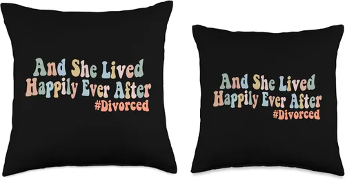 Miniatura 3 de And She Lived Happily Ever After Divorced Groovy - Almohada divertida, 16 x 16 pulgadas, multicolor