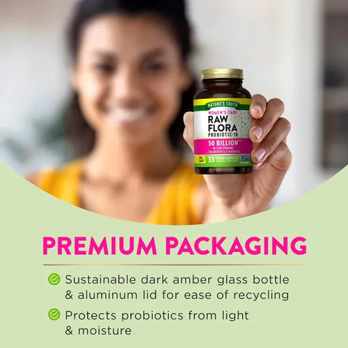 Miniatura 6 de Raw Flora Probióticos para mujeres 50 mil millones de UFC 33 cápsulas con arándano y D-manosa Suplemento vegano, sin OMG y sin gluten