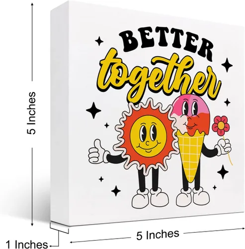 Miniatura 2 de Better Together - Cartel de madera de verano para el hogar, dormitorio, oficina, granja, estantería, decoración de escritorio de pared