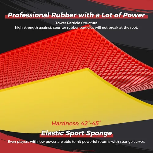 Miniatura 3 de Esponja de goma de PingPong rojo/negro de 0.087 in de repuesto para bate de tenis de mesa, accesorios de 2 unids/set