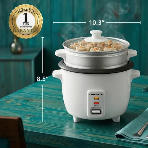Miniatura 8 de OVENTE - Olla arrocera eléctrica y vaporizador de alimentos – Capacidad de arroz de 5 tazas, olla extraíble antiadherente, función de mantener