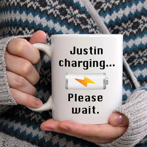 Miniatura 2 de Justin - Taza de café con carga – Taza de cerámica personalizada con nombre, taza personalizada, regalo de cumpleaños/Navidad, regalo de vacaciones