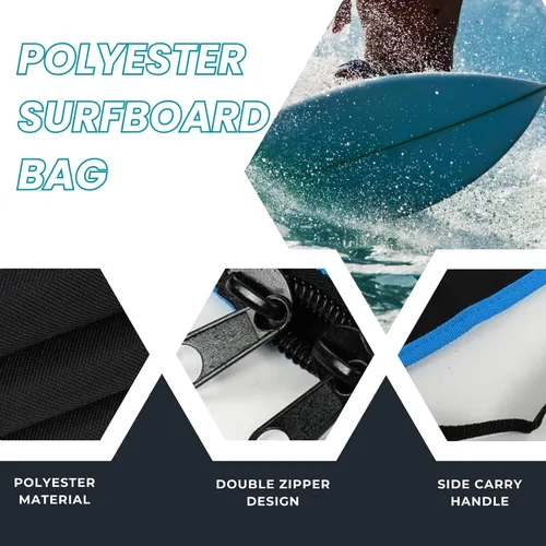Miniatura 4 de Bolsa para tabla de surf, cubierta de tabla de surf, bolsa de transporte de poliéster, accesorio de surf, bolsa protectora para tabla de surf, 48.4