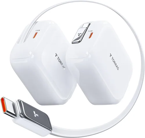 Miniatura 10 de Torras FlexLine Cargador retráctil, 35 W GaN III USB-C bloque de cargador con puertos duales, cargador de teléfono de carga rápida para iPhone