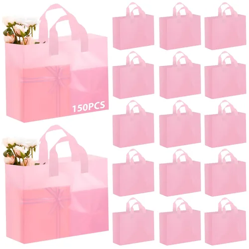 Miniatura 20 de Amylove 80 bolsas de regalo transparentes a granel con asa, bolsa de plástico esmerilado, embalaje reutilizable, envoltura de golosinas