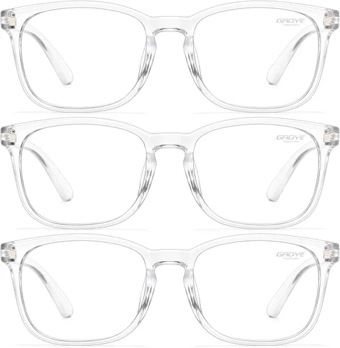 Miniatura 15 de Gaoye - Paquete de 3 anteojos de bloqueo de luz azul, falsos, cuadrados, de moda, anti rayos UV, para computadora, juegos, para mujeres/hombres
