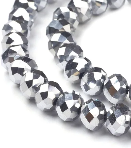 Miniatura 32 de Craftdady 10 hebras de cuentas de cristal galvanizado facetado de 0.157 pulgadas (0.157 in) chapadas en perlas brillantes pequeñas cuentas