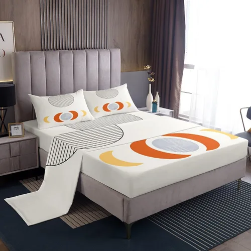 Miniatura 8 de Erosebridal Juego de sábanas de cama negro y rojo, juego de sábanas de tamaño individual abstracto moderno, sábanas a cuadros brillantes 3D, juego