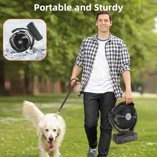 Miniatura 6 de PANERGY Ventilador de camping con luz - Ventilador con batería recargable de 20,000 mAh con cargador, 70 horas de tiempo de enfriamiento, 4 Naranja