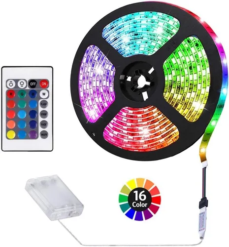 ACONDE Tira de luces LED alimentadas por pilas, control remoto, cambio multicolor, decoración interior y exterior, 6.56 pies