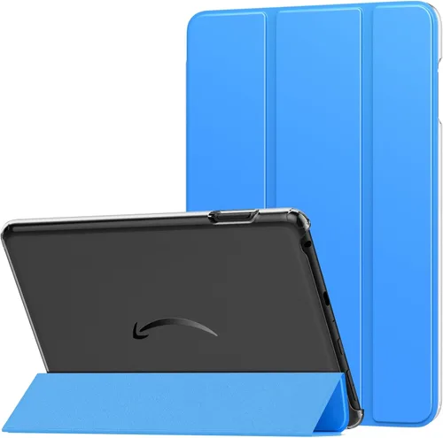 Miniatura 13 de MoKo Funda para tableta Amazon Kindle Fire HD 8 y 8 Plus (12/10ª generación, 2022/2020), funda de piel sintética con soporte triple y carcasa azul