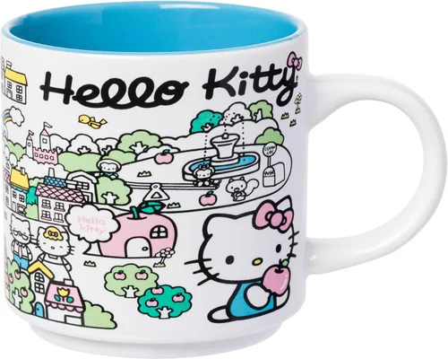 Miniatura 38 de Silver Buffalo Sanrio Hello Kitty - Taza de cerámica con lunares rojos y blancos, 20 onzas Hello Kitty lunares rojos y blancos