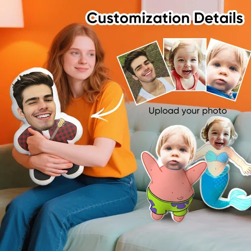 Miniatura 7 de Almohada de Cara Personalizada, Almohadas de Peluche con Foto Personalizada, Peluche de Perro Relleno con Forma de Cabeza y Cuerpo de Impresión 3D