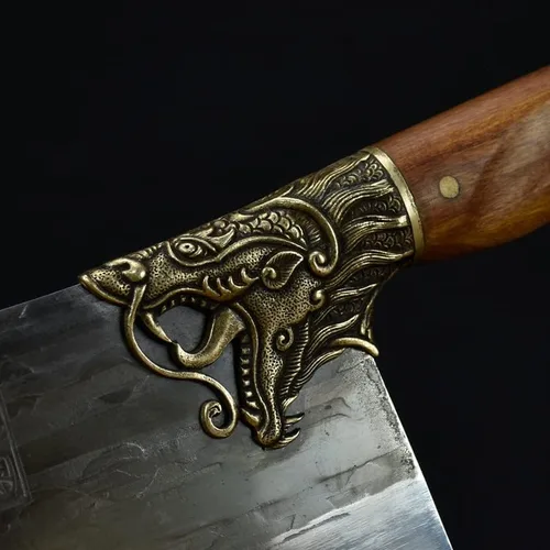 Miniatura 3 de Cuchillo de carne, cuchillo de cocina forjado a mano de 8.5 pulgadas, cuchillo de cocina de hoja afilada, cuchillo de corte de hueso Longquan