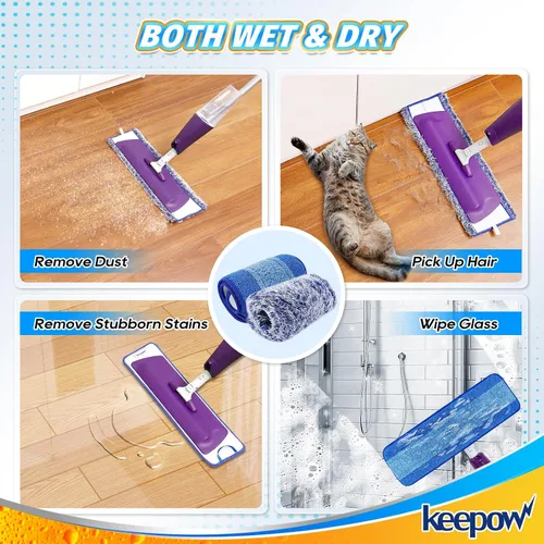 Miniatura 8 de KEEPOW Almohadilla de limpieza de microfibra de 18 pulgadas, almohadillas de repuesto para mopa para pisos de madera dura, almohadillas