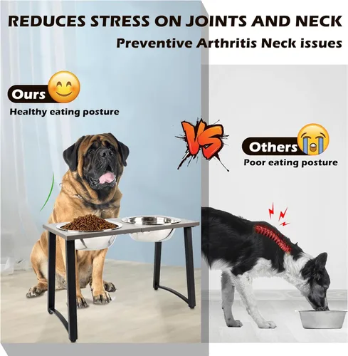 Miniatura 3 de ADENGL - Cuencos elevados para perros para perros extra grandes y grandes, soporte elevado de 40,6 cm de altura con 2 cuencos de acero inoxidable
