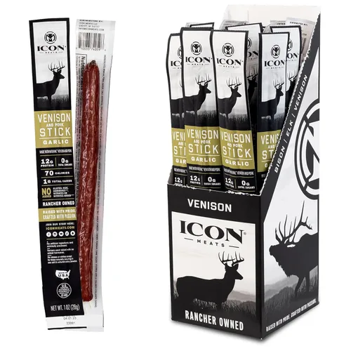 Miniatura 14 de ICON Meats Palitos de carne de bisonte y cerdo, barbacoa con miel, paquete de 24 bocadillos ricos en proteínas, bajo en azúcar, palitos de carne